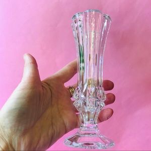 Vintage crystal vase on stand